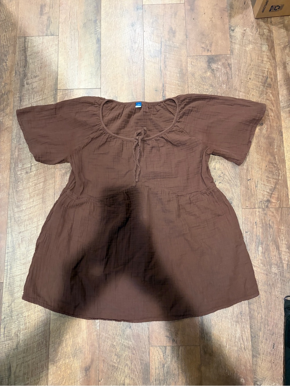 Old Navy Brown Short-Sleeve Mini Dress - Relaxed Scoop Neck - L Petite